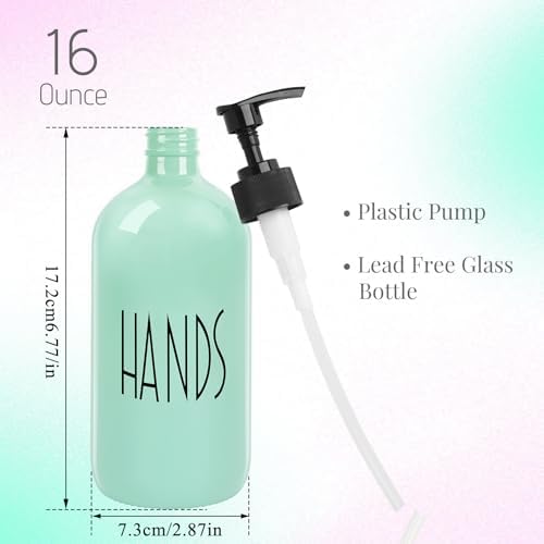 16 Oz Glass Soap Dispenser with Pump for Kitchen (Turquoise Green) - Image 3