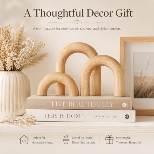 XMGZQ Wood Arch for Coffee Table Decor Items,Wood Statue and Sculpture Set 3,Japanese Neutral Home Decor Aesthetic,Living Room,Entryway,Bookshelf,Floating,Console,Boho Minimalist Objects - Image 5