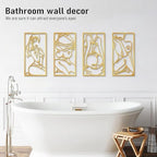 Bakovity Gold Metal Bathroom Wall Art Minimalist Line Art Wall Decor Gold Abstract Modern Wall Decor for Bathroom Living Room Bedroom (4 Pcs,17 x 9 in) - Image 5