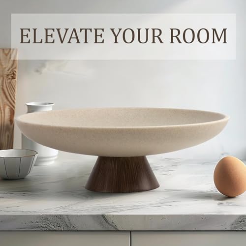 LIN CHUAN Large Decorative Bowl, Resin Pedestal Fruit Bowl, Brown - Image 6