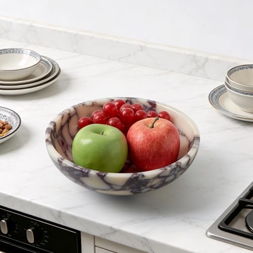 Luxury Natural Marble Fruit Bowl, Large Serving Dish Centerpiece Home Decor - Image 2