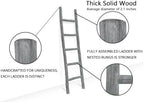 FUIN Blanket Ladder, 57in Wood Rustic Decorative Ladder, Light Gray - Image 3