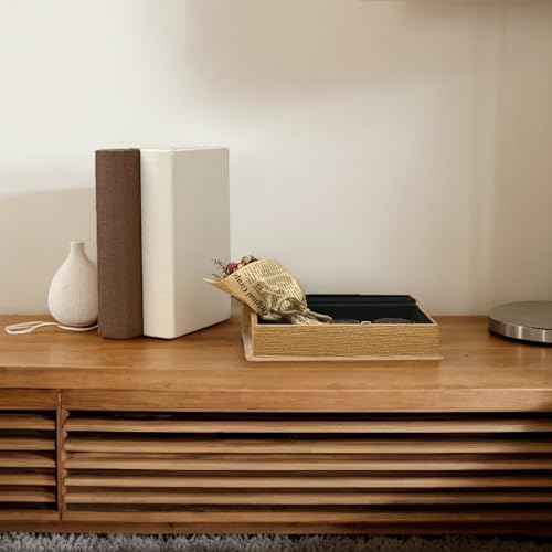 Set of 3 Modern Linen Wood Decorative Book Boxes,Earthy Neutral Faux Books - Image 5