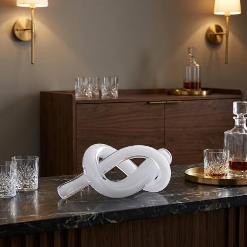 LCCCK White Abstract Glass Knot Sculpture, Hand Blown Glass Decor for Coffee Table TV Cabinet, Shelf or Mantel Accent, Modern Knot Art for Coastal Living Room Tabletop Knick Knacks - Image 4