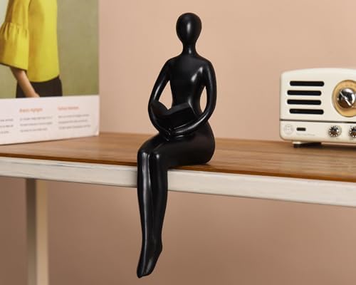 Quoowiit Black Thinker Statue Book Shelf Decor, Minimalist Modern Home Decor Collectable Figurines Office Desk Unique Coffee Table Decorations for Living Room 3 Piece - Image 6