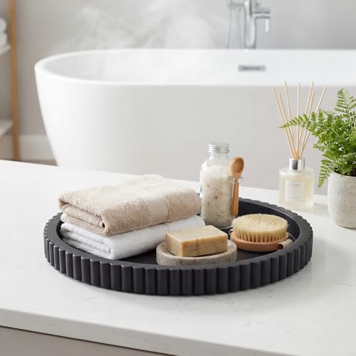 Yalikop Oval Concrete Decorative Tray for Coffee Table Decoration 15" Modern Black Table Centerpieces Decorative Ottoman Tray for Serve Home Decoration Accent Bandejas Decorativas Gift - Image 6
