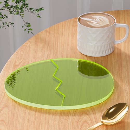 Acrylic Coaster Decorative Plates,Office Desk Accessories, Clear Dinosaur Egg Shape Coffee Cup Decor, Perfect for Tabletop Protection and Display. by Leadiy