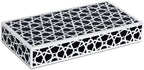 Handicrafts Home Large Decorative Storage Box with Lid, Black and White Moroccan Zellij Coffee Table Storage Box, Remote Control Holder, Keepsake Box for Living Room & Shelf Decor, Zellij 12 x 6 x 2 by HandicraftsHome
