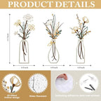 Pigort 3 Pieces Metal Flowers Wall Art- Rustic Farmhouse Decor Minimalist Decor for Living Room Bathroom Bedroom Dining Room, Housewarming Gifts Christmas Decoration(Beige, Vase-C) - Image 2