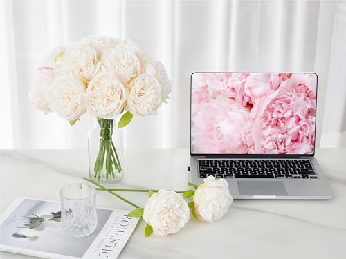SITUMEIZI 10PCS Artificial Peony Flowers, Real Touch Fake Silk Bouquet with Stems for Home Mothers Day Wedding Party Centerpieces Table Decoration Indoor(Ivory White) - Image 3