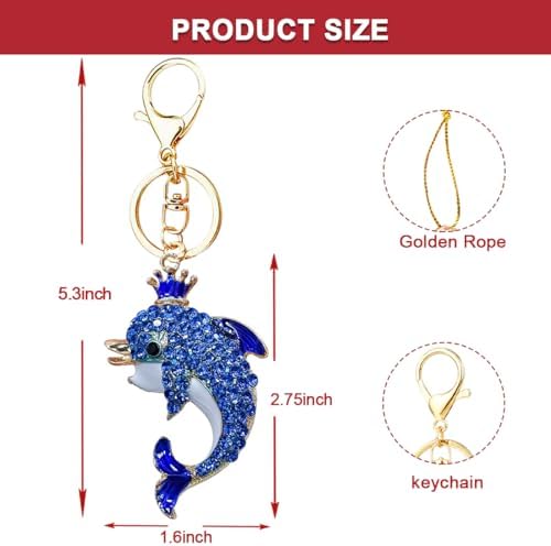 Dolphin Ornaments for Christmas Tree, Metallic Ornament with Blue Rhinestone, Dolphin Gifts for Women - Ocean Themed, Beautiful Cute Christmas Ornaments for Kids Girls - Image 5