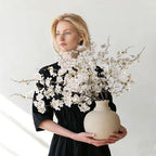 Artificial Cherry Blossom Branches 27.6In Silk Cherry Blossom Branches Long Stem Artificial Flowers for Tall Vase, for Home Decor, Spring Decor,Weddings Decor, Party&Festival Gifts 12PCS,White by ENALGRE