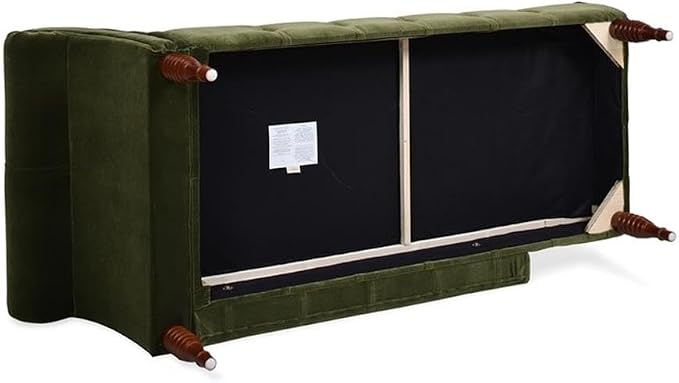 Pemberly Row Tufted Roll Arm Chaise Lounge, Olive Green Velvet Upholstery - Image 8