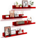 upsimples 4 Pcs 15" Acrylic Shelves for Wall Decor and Display, Red by upsimples