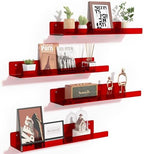 upsimples 4 Pcs 15" Acrylic Shelves for Wall Decor and Display, Red by upsimples