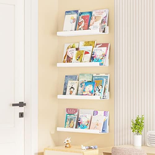 upsimples 4 Pcs 15" Acrylic Shelves for Wall Organize and Display, White - Image 2