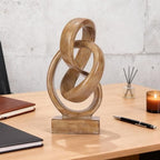 Abstract wood-toned knot sculpture, geometric decorative statue, wood-toned accent piece for living room coffee table or bookshelf surface, office TV cabinet or entryway console table decoration. - Image 4