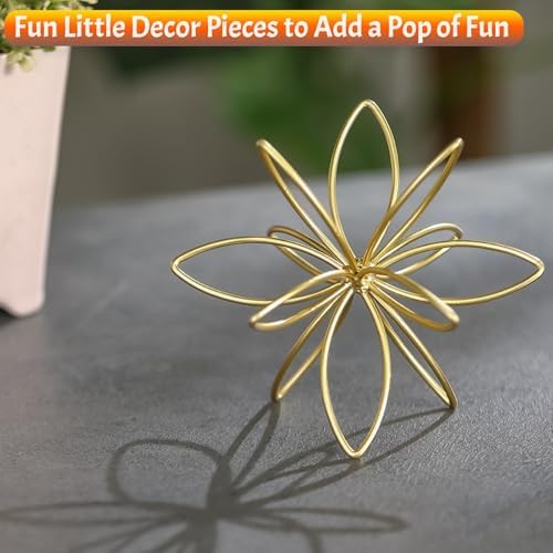 4.25" Gold Sphere Decor, Metal Handmade Floral Decorative Sculpture, Abstract Tabletop Decorative Ball for Home Metal Sphere Decor - Image 5