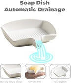 Zoeeker Soap Dish with Waterfall Design, Ceramic Soap Holder for Countertop - Image 2