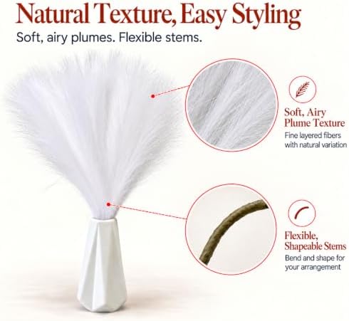 Mandy's 20 Stems White Silk Pampas Grass Bouquet - Image 4