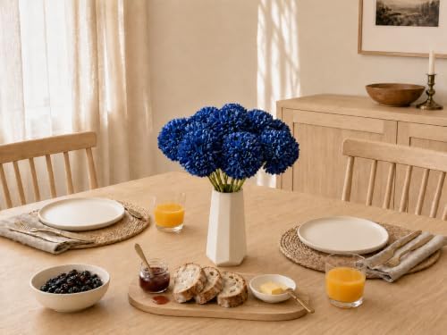 Mandy's 12pcs Artificial Royal Blue Ball Chrysanthemum Flowers - Image 5