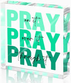 Pray on It Acrylic Sign 4x4in, Christian Room Decor for Women, Office Gift by MUZRUYOU