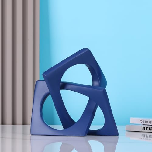 Modern Geometric Sculpture Navy Blue Knot Statue Decor, Home Blue Bookcase Centerpiece jax Decorative, Geometric Tabletop Sculpture and Figurines, For Navy Home Decor Accent, Cube Decorative Ornaments - Image 3