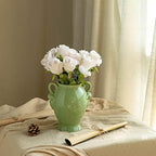 10pcs Vintage Ivory Roses Artificial Flowers, Realistic Faux Rose with Stem - Image 3