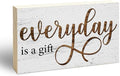 Everyday is a Gift Rustic Wooden Block Sign, 5x3 Inch Positive Inspirational Wood Plaque, Farmhouse Home Decor for Desk Tabletop Shelf, Housewarming Christmas Gift for Friends Family - A14 by EXW