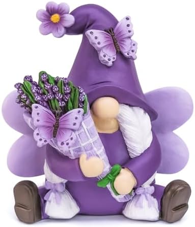 Lavender Gnome Fairy Garden Decor Purple Gifts for Women by AllaboutGnomesDecor
