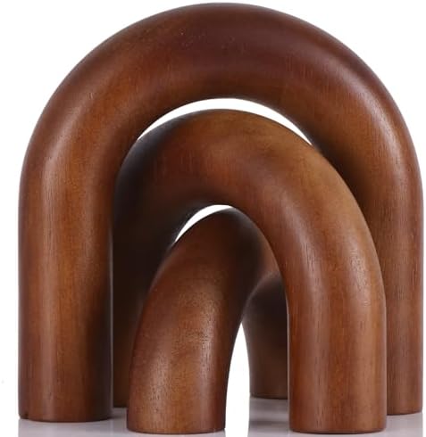 XMGZQ Brown Wood Arch for Coffee Table Decor Items,Wood Statue and Sculpture Set 3,Japanese Neutral Home Decor Aesthetic,Living Room,Entryway,Bookshelf,Floating,Console,Boho Minimalist Objects by XMGZQ