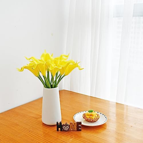 ONLY ART Artificial Pure Yellow Calla Lily 20pcs – 13.5" PU Faux Flowers with Flexible Stems, Soft Texture, for New Year and Valentine's Day Home, Wedding & DIY Decor - Image 5