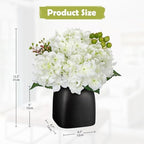 Briful Artificial White Hydrangea Arrangement, Matte Black Vase Centerpiece - Image 5