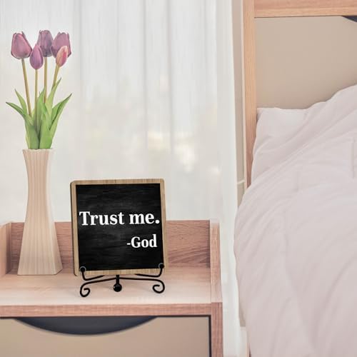 Home Decor, Farmhouse Shelf Decor For Living Room, Boho Aesthetic Table Decorations, Christian Gifts For Women Men, Entryway Tv Stand Fireplace Mantle Coffee Table Decoration (trust-01) - Image 3