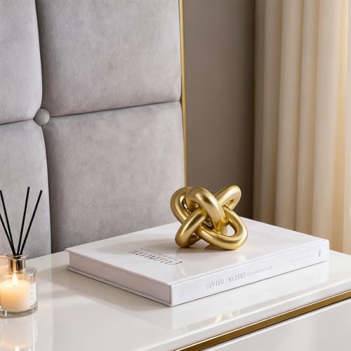Golden Knot Statue, Three Knot Sculpture Home Decor Accents, Knot Sculptures and Statues for Rustic Coffee Table Living Room Dining Table Entryway Entrance Shelf Small Decorations and Accessories - Image 5