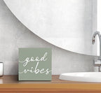 SRADMO Botanical Eucalyptus Leaves Wood Box Sign Desk Decor, Rustic Eucalyptus Leaves Wooden Block Box Sign Decoration For Home Office Shelf Table Decor (Green) - Image 6