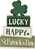 Marsui 4 Pcs St. Patrick's Day Decorations Shamrock Wooden Signs Green Irish Tabletop Centerpieces rustic Distressed Shamrock Blocks St Patricks Day Decor for Home Table Kitchen Shelf Tiered Tray by Marsui
