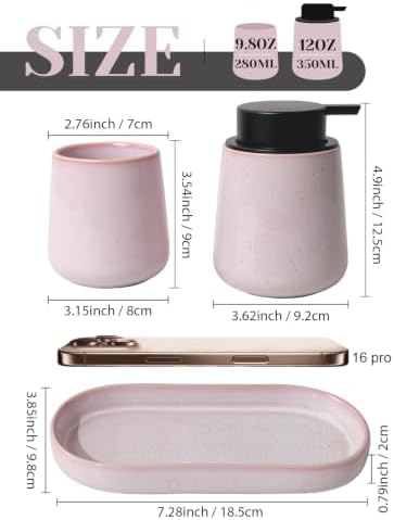 INGOFIN Ceramic Bathroom Accessories Set, Soap Dispenser &Toothbrush Holder - Image 2