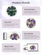 BLOSMON Wedding Flower Centerpieces for Tables: 6 Pcs Pink Purple Roses - Image 5