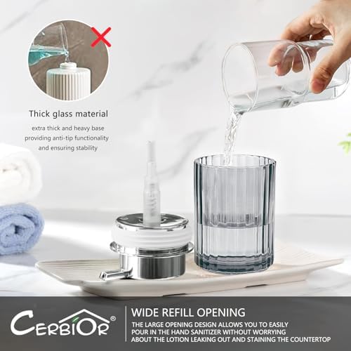 CERBIOR Bathroom Accessories Set, 4 PCS Glass Bathroom Set,Silver Grey - Image 5