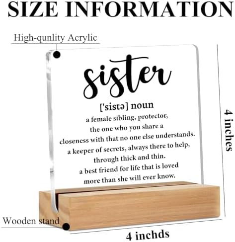 Sister Birthday Gifts Acrylic Sign, Sister Definition Quotes Desk Decor - Image 2