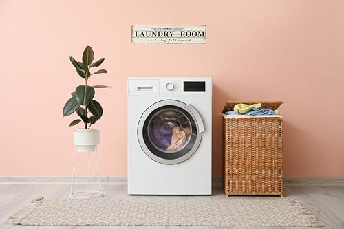 CSWLJS Laundry Room Decor Sign Metal Rustic Farmhouse Family Laundry Room Sign Wash Dry Fold Repeat Wall Decor Prints for Home 4x16 in - Image 5