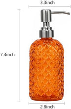 16oz Diamond Pattern Glass Soap Dispenser with Rust Resistant Pump - Image 3