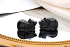 QINJIEJIE Black Obsidian Cat Decor Crystals and Healing Stones Figurine - Image 2