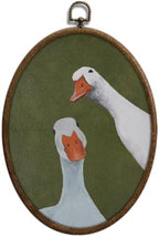 Vintage Whimsical Green Goose Art, Cottage Core Oval Wall Decor, Waterproof by Unknown