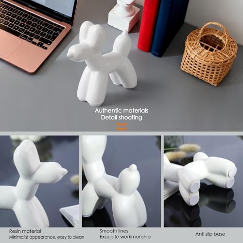 Notakia Cute Ceramics White Balloon Dog Statue Crafts Living Room Desktop Decorations,Handmade Modern Small Ceramic Animal Statue Ornament Home Decor Accents (White, Small) - Image 6