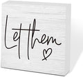 Let Them Wooden Sign, Desk Decorations For Women Office, 5x5 Inch Farmhouse Funny Office Decor Wood Box Sign, Desk Shelf Cubicle Accessories, Appreciation Gifts for Coworkers Boss, 04 by scodilo