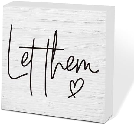 Let Them Wooden Sign, Desk Decorations For Women Office, 5x5 Inch Farmhouse Funny Office Decor Wood Box Sign, Desk Shelf Cubicle Accessories, Appreciation Gifts for Coworkers Boss, 04 by scodilo