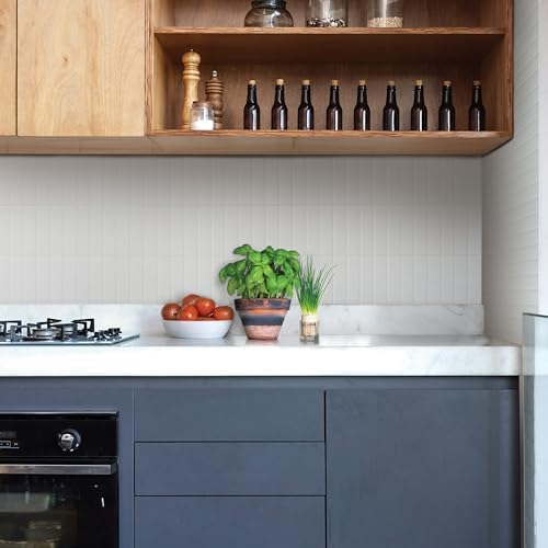 Smart Tiles Peel and Stick backsplash, Stacked Pure White, 11.43"x9" - Image 2