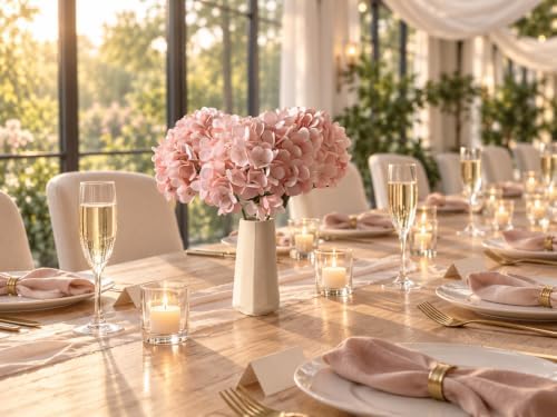 Mandy's 3 Stems Light Pink Artificial Hydrangea Flowers - Image 5